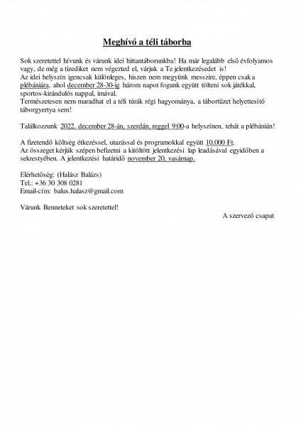 Téli tábor - 2022