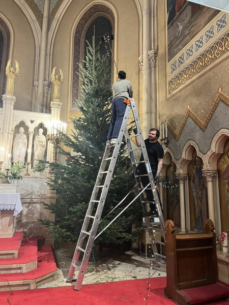 Fenyőfa és betlehem állítás