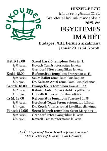 ökumenikus imahét2025