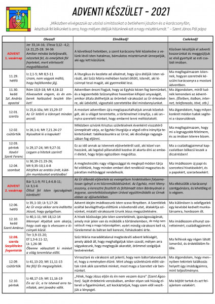Adventi készület 2021