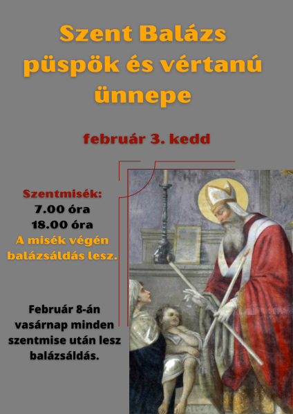 Szent balázs - 2026