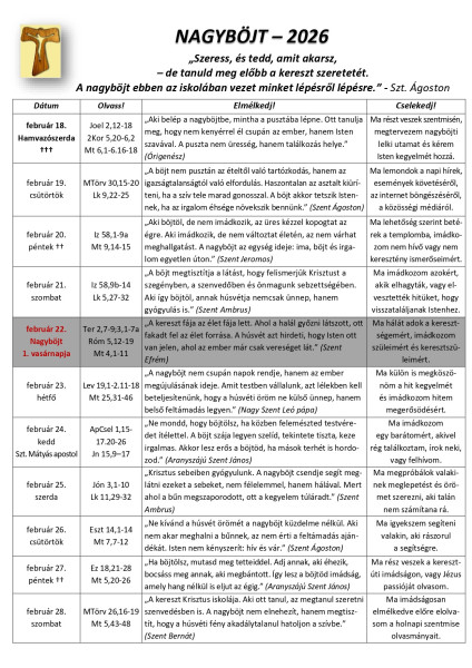 Nagyböjti készület 2026