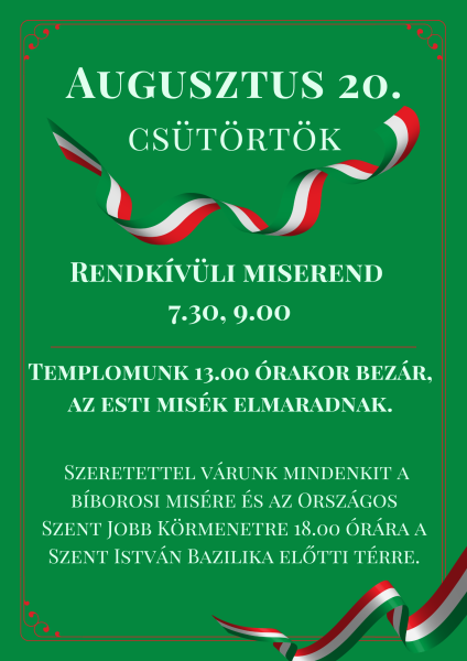 augusztus 20 - 2026